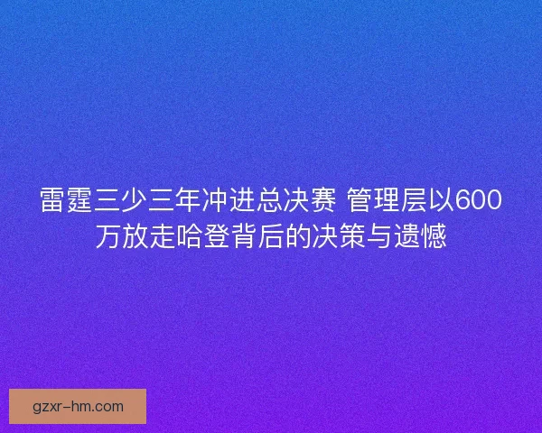 雷霆三少三年冲进总决赛 管理层以600万放走哈登背后的决策与遗憾