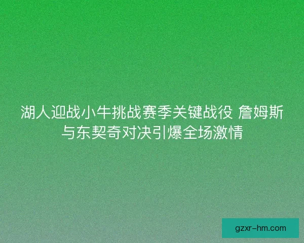 湖人迎战小牛挑战赛季关键战役 詹姆斯与东契奇对决引爆全场激情