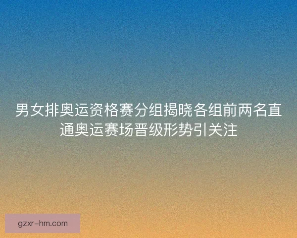 男女排奥运资格赛分组揭晓各组前两名直通奥运赛场晋级形势引关注