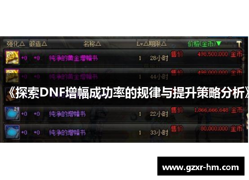 《探索DNF增幅成功率的规律与提升策略分析》